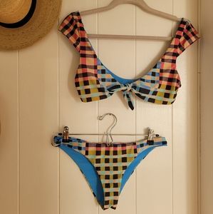 Mara Hoffman colorful cap sleeve bikini M